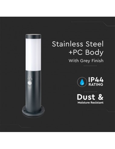 8965-Piantana LED da Giardino cm con Portalampada E e Sensore di movimento max  in Acciaio Inossidabile IP Colore Grigio-7