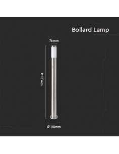 8967-Piantana LED da Giardino cm con Portalampada E e sensore di movimento max  in Acciaio Inossidabile IP-1 2