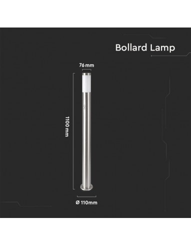 8967-Piantana LED da Giardino cm con Portalampada E e sensore di movimento max  in Acciaio Inossidabile IP-2