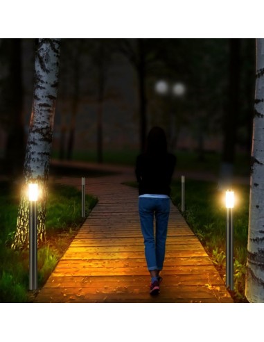 8967-Piantana LED da Giardino cm con Portalampada E e sensore di movimento max  in Acciaio Inossidabile IP-3