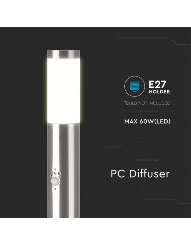 8967-Piantana LED da Giardino cm con Portalampada E e sensore di movimento max  in Acciaio Inossidabile IP-6