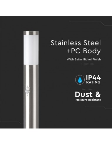 8967-Piantana LED da Giardino cm con Portalampada E e sensore di movimento max  in Acciaio Inossidabile IP-7