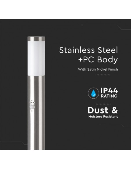 8967-Piantana LED da Giardino cm con Portalampada E e sensore di movimento max  in Acciaio Inossidabile IP-7