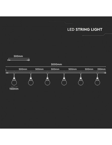 8971-Catenaria m per  lampadine LED E Con Diffusori trasparenti  Colore nero-2