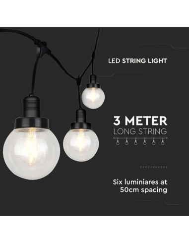 8971-Catenaria m per  lampadine LED E Con Diffusori trasparenti  Colore nero-4