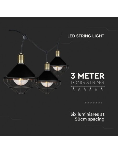 8974-Catenaria m per  lampadine LED E Con Diffusori trasparenti  Colore nero-4