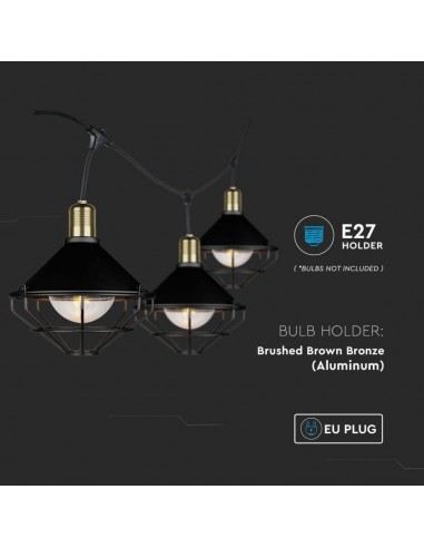 8974-Catenaria m per  lampadine LED E Con Diffusori trasparenti  Colore nero-5