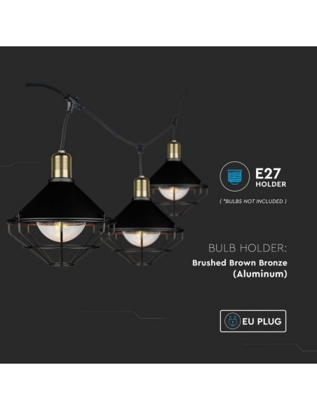 8974-Catenaria m per  lampadine LED E Con Diffusori trasparenti  Colore nero-5