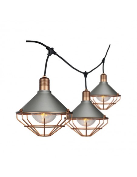 8975-Catenaria m per  lampadine LED E Con Diffusori trasparenti  Colore grigio e rame-1