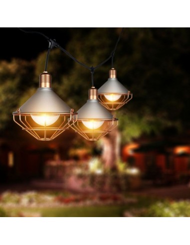 8975-Catenaria m per  lampadine LED E Con Diffusori trasparenti  Colore grigio e rame-3