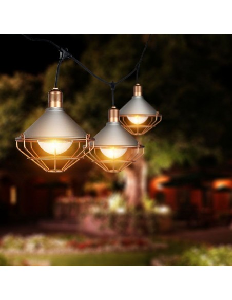 8975-Catenaria m per  lampadine LED E Con Diffusori trasparenti  Colore grigio e rame-3