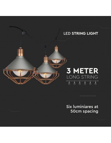 8975-Catenaria m per  lampadine LED E Con Diffusori trasparenti  Colore grigio e rame-4