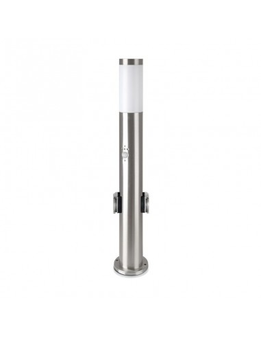 8977-Piantana LED da Giardino cm con Portalampada E e  Prese Schuko e Sensore di Movimento max  in Acciaio Inossidabile IP-1