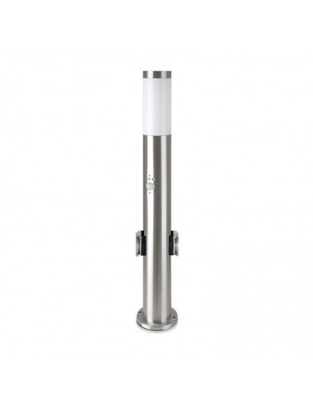 8977-Piantana LED da Giardino cm con Portalampada E e  Prese Schuko e Sensore di Movimento max  in Acciaio Inossidabile IP-1