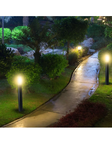 8978-Piantana LED da Giardino cm con Portalampada E max  in Acciaio Inossidabile Nero IP-2