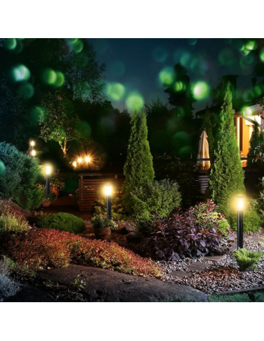 8978-Piantana LED da Giardino cm con Portalampada E max  in Acciaio Inossidabile Nero IP-3