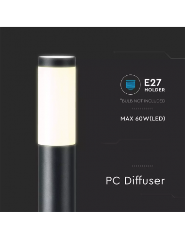 8978-Piantana LED da Giardino cm con Portalampada E max  in Acciaio Inossidabile Nero IP-4