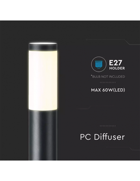 8978-Piantana LED da Giardino cm con Portalampada E max  in Acciaio Inossidabile Nero IP-4