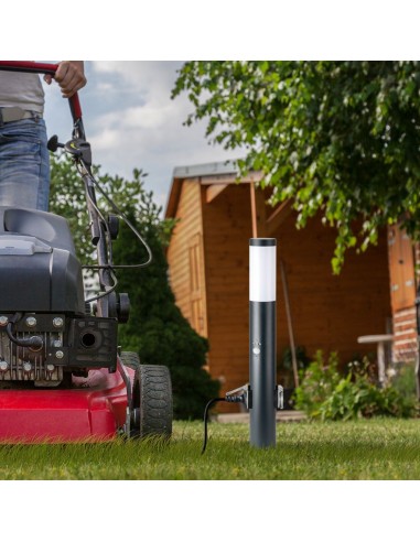 8979-Piantana LED da Giardino cm con Portalampada E  Prese Schuko e Sensore di Movimento max  in Acciaio Inossidabile Nero IP-3