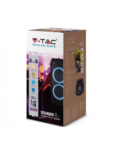 8980-Altoparlante Trolley Ricaricabile  con Microfono Cablato Telecomando RGB per Casse  x -2