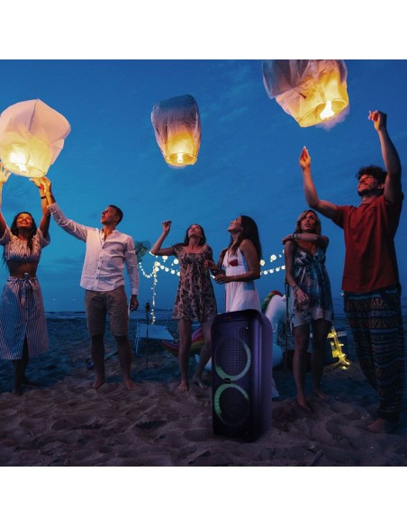 8980-Altoparlante Trolley Ricaricabile  con Microfono Cablato Telecomando RGB per Casse  x -4