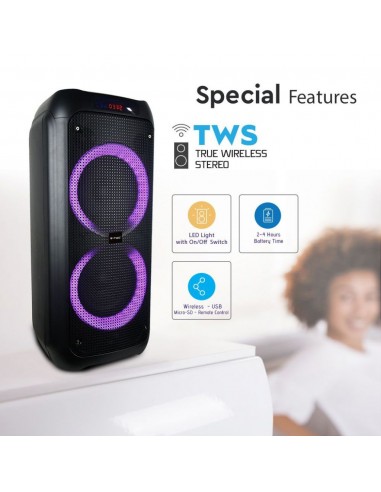 8980-Altoparlante Trolley Ricaricabile  con Microfono Cablato Telecomando RGB per Casse  x -7