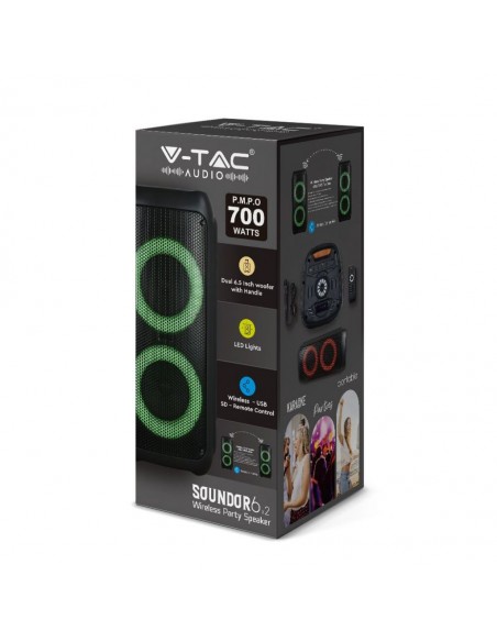 8981-Altoparlante Trolley Ricaricabile  con Microfono Cablato Telecomando RGB per Casse  x -2