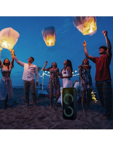 8981-Altoparlante Trolley Ricaricabile  con Microfono Cablato Telecomando RGB per Casse  x -4