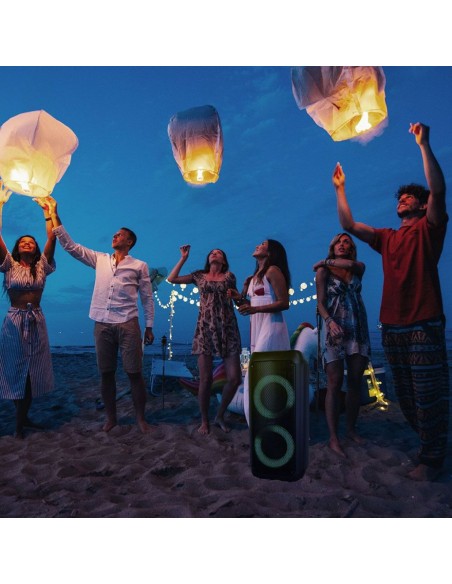 8981-Altoparlante Trolley Ricaricabile  con Microfono Cablato Telecomando RGB per Casse  x -4