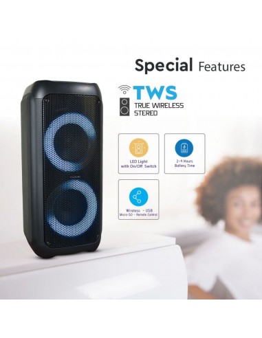 8981-Altoparlante Trolley Ricaricabile  con Microfono Cablato Telecomando RGB per Casse  x -6