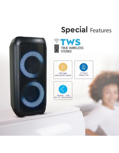 8981-Altoparlante Trolley Ricaricabile  con Microfono Cablato Telecomando RGB per Casse  x -6