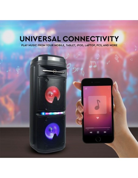 8981-Altoparlante Trolley Ricaricabile  con Microfono Cablato Telecomando RGB per Casse  x -7