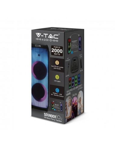 8982-Altoparlante Trolley Ricaricabile  con Microfono Cablato Telecomando RGB per Casse  x  pollici-2