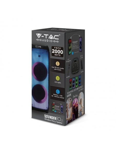 8982-Altoparlante Trolley Ricaricabile  con Microfono Cablato Telecomando RGB per Casse  x  pollici-2