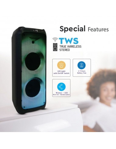 8982-Altoparlante Trolley Ricaricabile  con Microfono Cablato Telecomando RGB per Casse  x  pollici-6