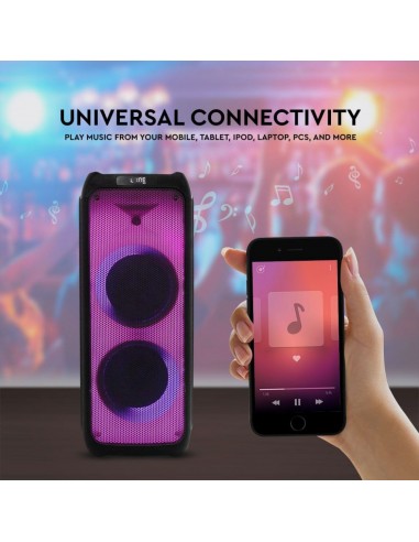 8982-Altoparlante Trolley Ricaricabile  con Microfono Cablato Telecomando RGB per Casse  x  pollici-7