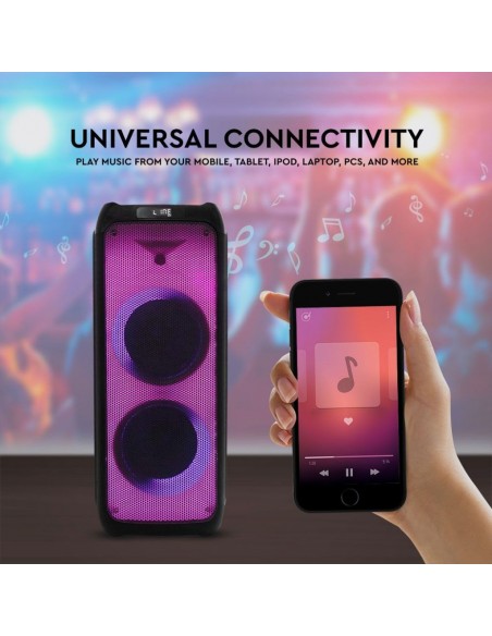 8982-Altoparlante Trolley Ricaricabile  con Microfono Cablato Telecomando RGB per Casse  x  pollici-7