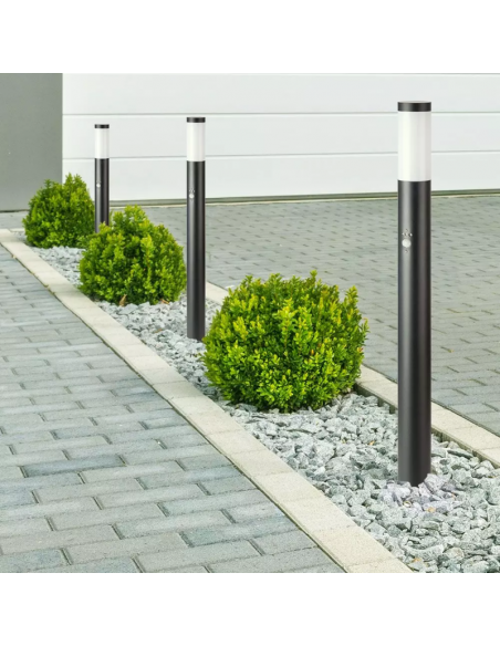 8983-Piantana LED da Giardino cm con Portalampada E e sensore di movimento max  in Acciaio Inossidabile Nero IP-3