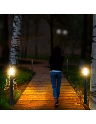 8983-Piantana LED da Giardino cm con Portalampada E e sensore di movimento max  in Acciaio Inossidabile Nero IP-4