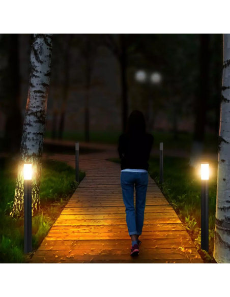 8983-Piantana LED da Giardino cm con Portalampada E e sensore di movimento max  in Acciaio Inossidabile Nero IP-4