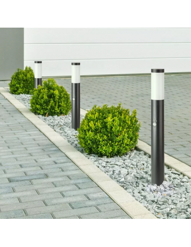 8984-Piantana LED da Giardino cm con Portalampada E e sensore di movimento max  in Acciaio Inossidabile Nero IP-3