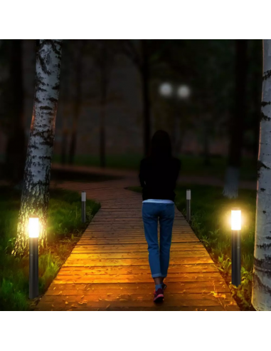 8984-Piantana LED da Giardino cm con Portalampada E e sensore di movimento max  in Acciaio Inossidabile Nero IP-4