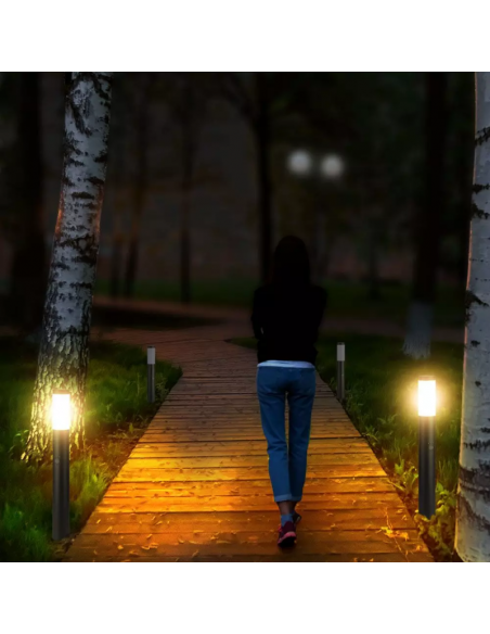 8984-Piantana LED da Giardino cm con Portalampada E e sensore di movimento max  in Acciaio Inossidabile Nero IP-4