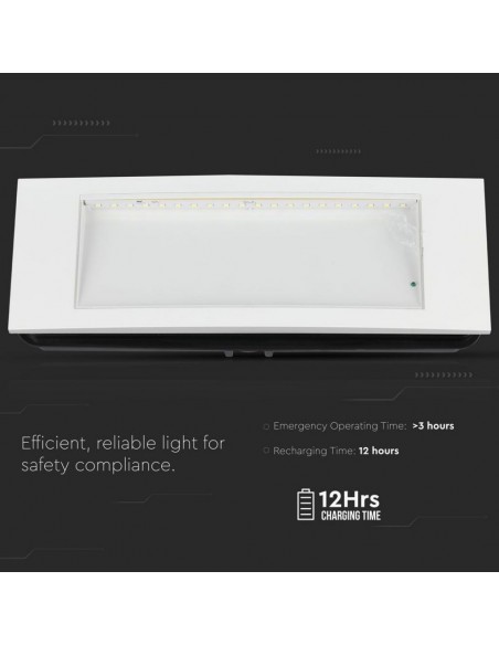 Lampada LED Chip Samsung di Emergenza 3,8W 20LED Montaggio a Incasso/Plafone e Modalità SA/SE 12h di Ricarica 6000K IP20