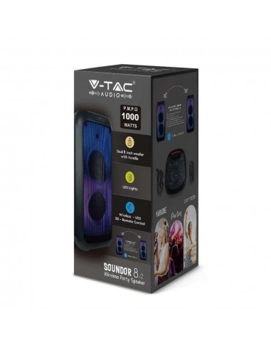 8990-Altoparlante Trolley Ricaricabile  con Microfono Cablato Telecomando e Casse  x  pollici-2