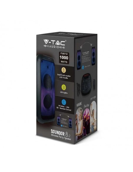 8990-Altoparlante Trolley Ricaricabile  con Microfono Cablato Telecomando e Casse  x  pollici-2