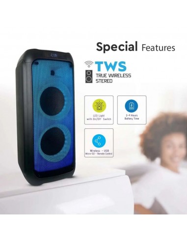 8990-Altoparlante Trolley Ricaricabile  con Microfono Cablato Telecomando e Casse  x  pollici-6