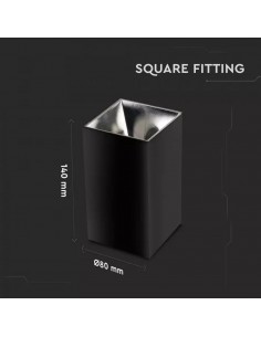 8994-Portafaretto LED Montaggio a Plafone Quadrato GU Corpo Nero Riflettore Cromato-1 2