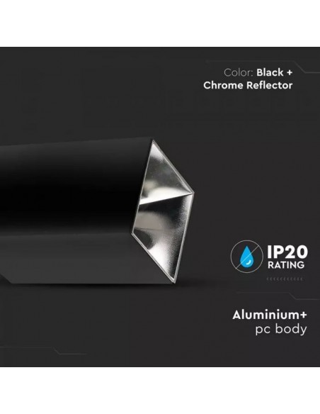 8994-Portafaretto LED Montaggio a Plafone Quadrato GU Corpo Nero Riflettore Cromato-4