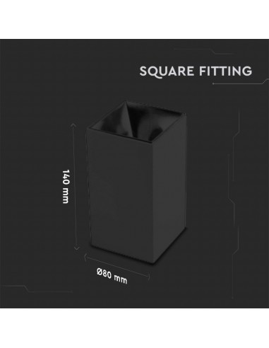8995-Portafaretto LED Montaggio a Plafone Quadrato GU Corpo Nero Riflettore Nero-2